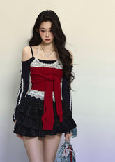 Lace Halter Long Sleeve Top